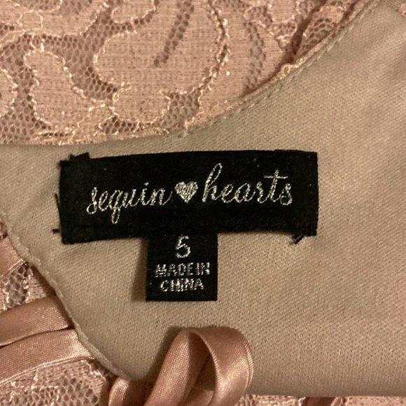 Sequin Hearts women's size 5 (juniors) pink lace dress - Picture 6 of 10